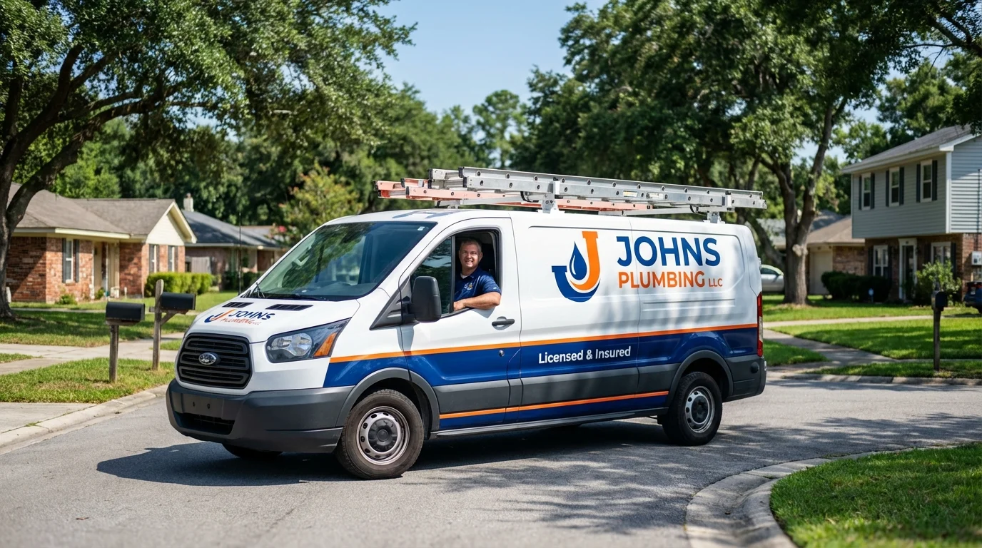 Johns Plumbing LLC service van in Upland, CA