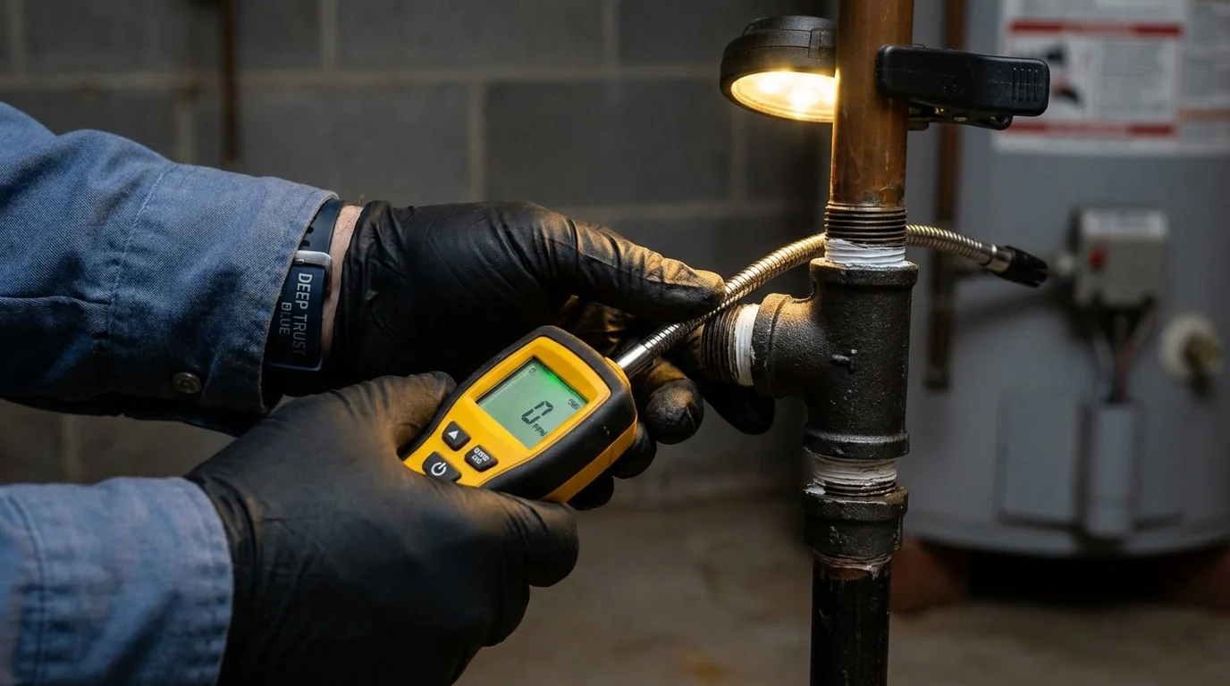 Gas leak detection with electronic sniffer by Johns Plumbing LLC in Upland