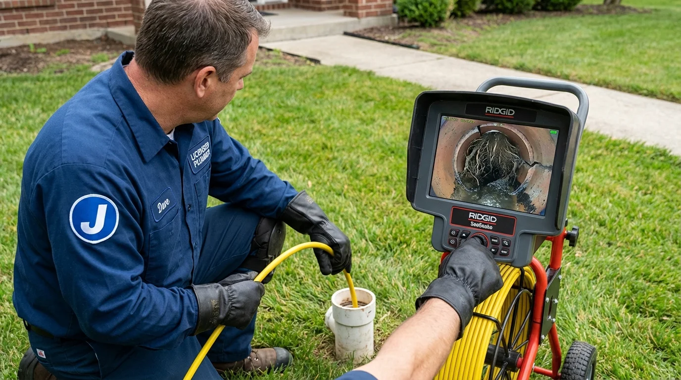 Sewer camera inspection being performed by Johns Plumbing LLC in Upland