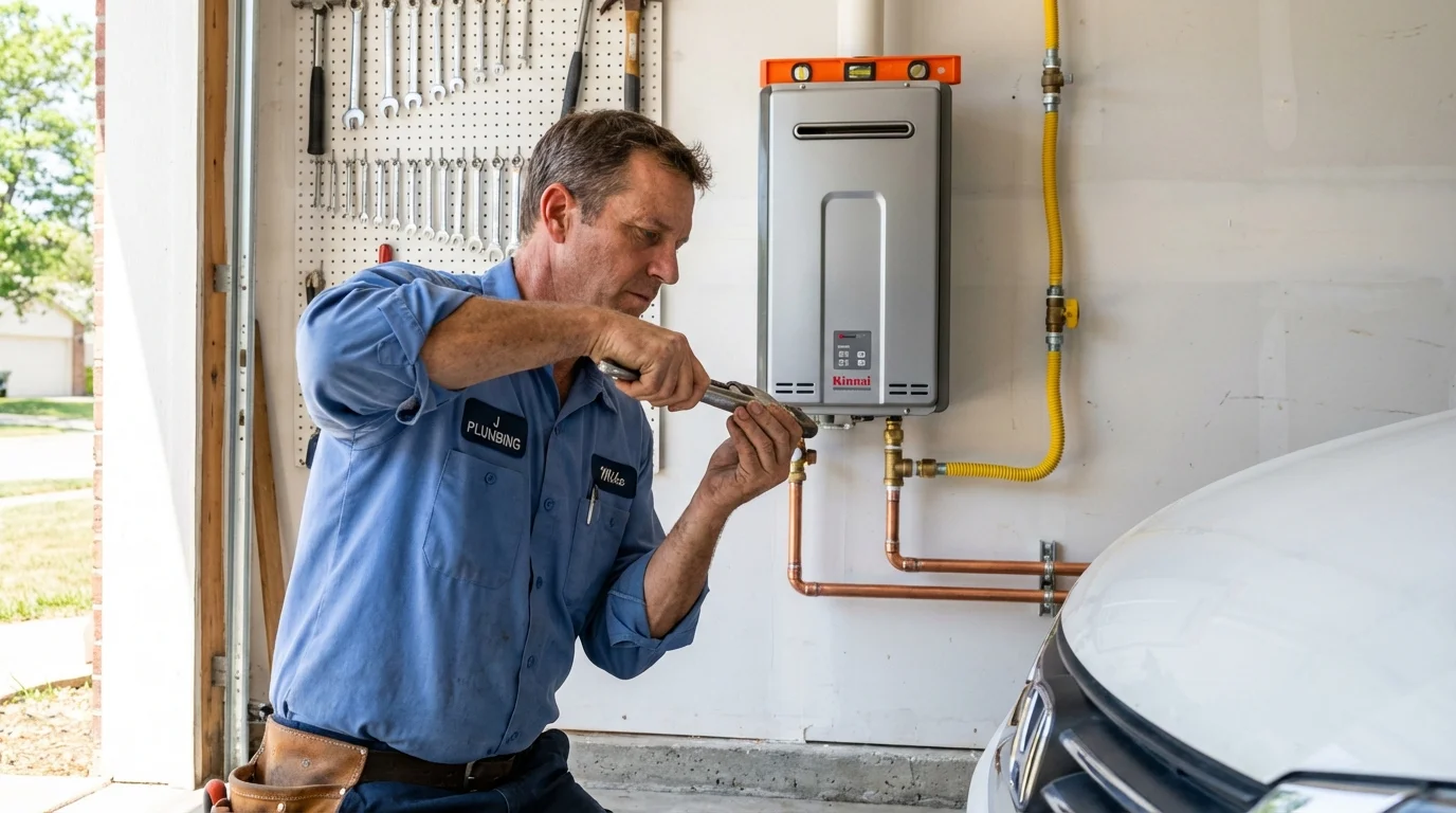 Tankless water heater installation by a Johns Plumbing LLC plumber in Upland